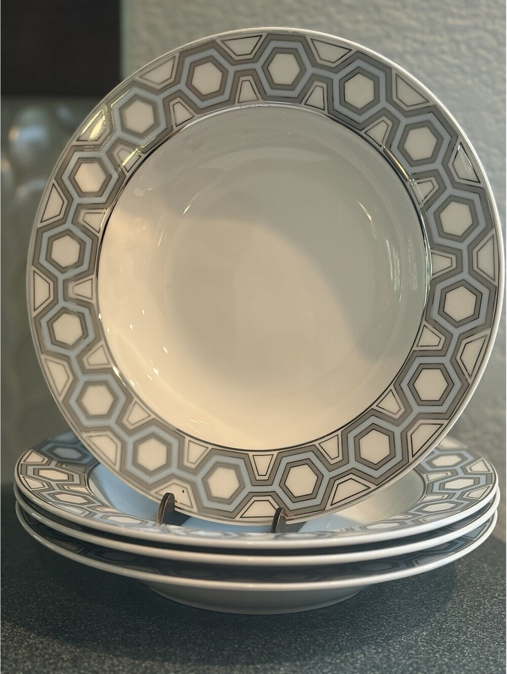 Jonathan Adler Happy Home Soup Bowls Hexagon- Set of 4